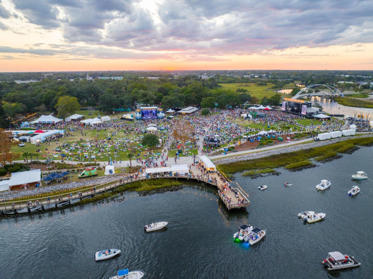 Drone shot of Riverfront Revival by Stuart White, provided